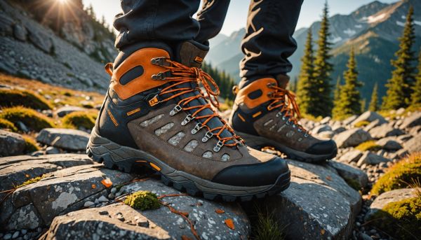 Equipement chaussures marche sentier rocheux